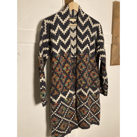 AZZ Women's Long Sleeve Aztec Print Cardigan Sweater Sz OS Southwestern Boho - Picture 2 of 10